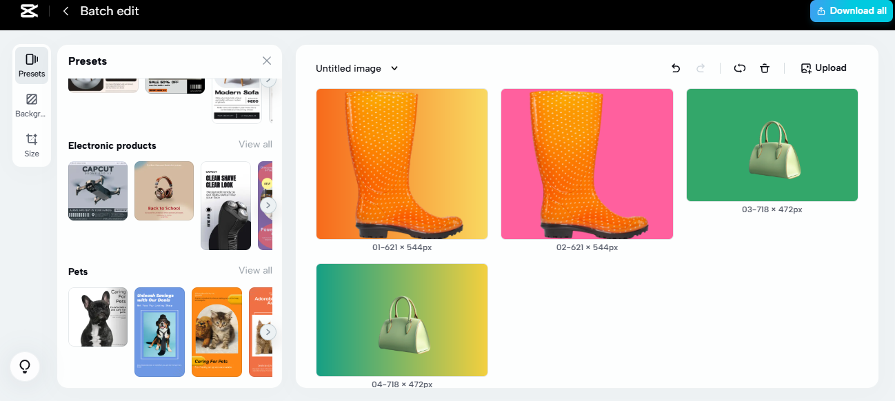 Batch edit showcasing colorful backgrounds for product images, ideal for side hustles or flexible jobs for college students.